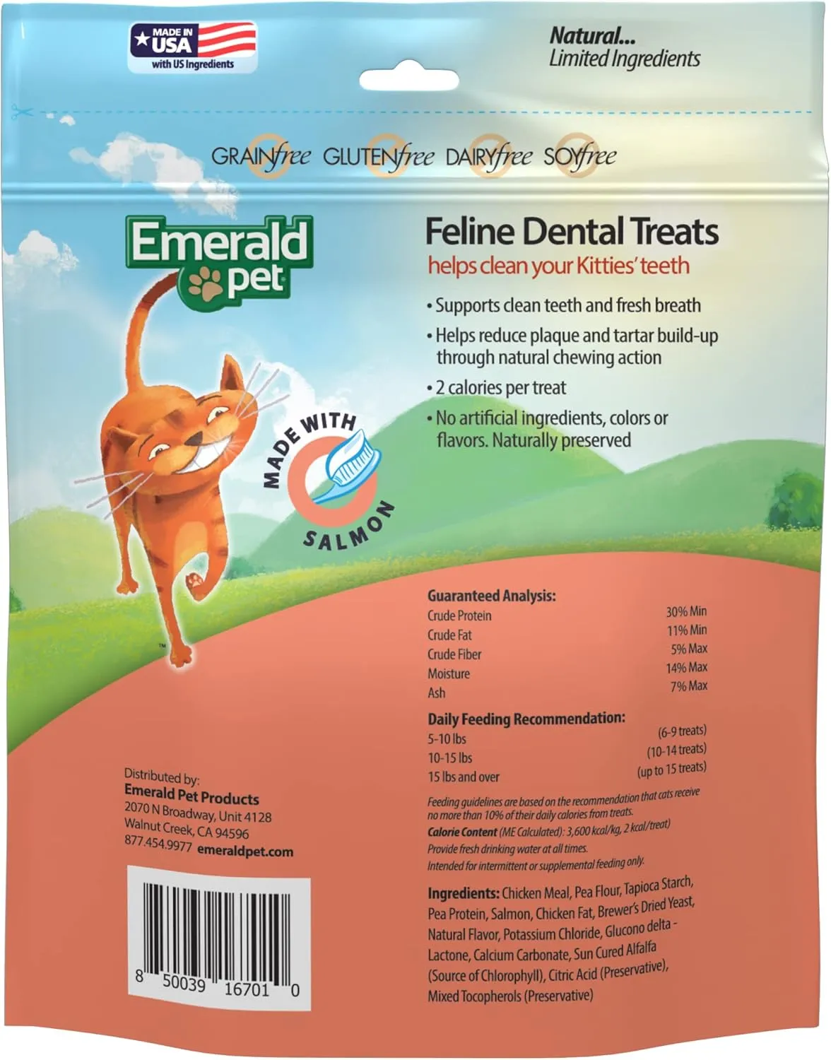 Feline Dental Treats  Tasty and Crunchy Cat Dental Treats Grain Free  Natural Dental Treats to Clean Cat Teeth, Freshen Breath, Reduce Plaque and Tartar Buildup  Salmon Treats, 32 oz (32 oz)