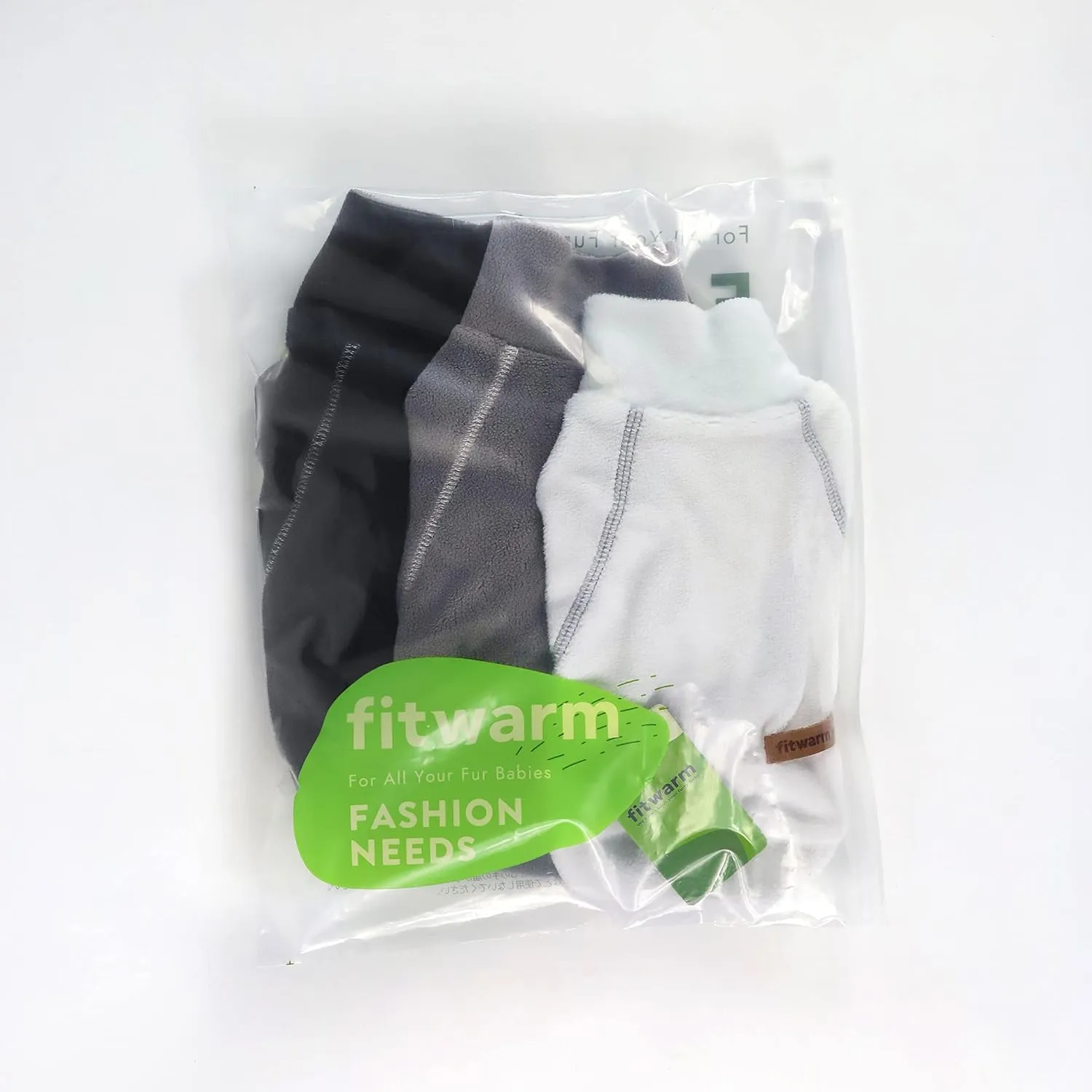 Fitwarm 3 Pack Classic Fleece Turtleneck Sweater, Dog & Cat Apparel - Winter Pullover Jumper for Small Dogs & Cats, Boy & Girl, Black, Grey, White, Small