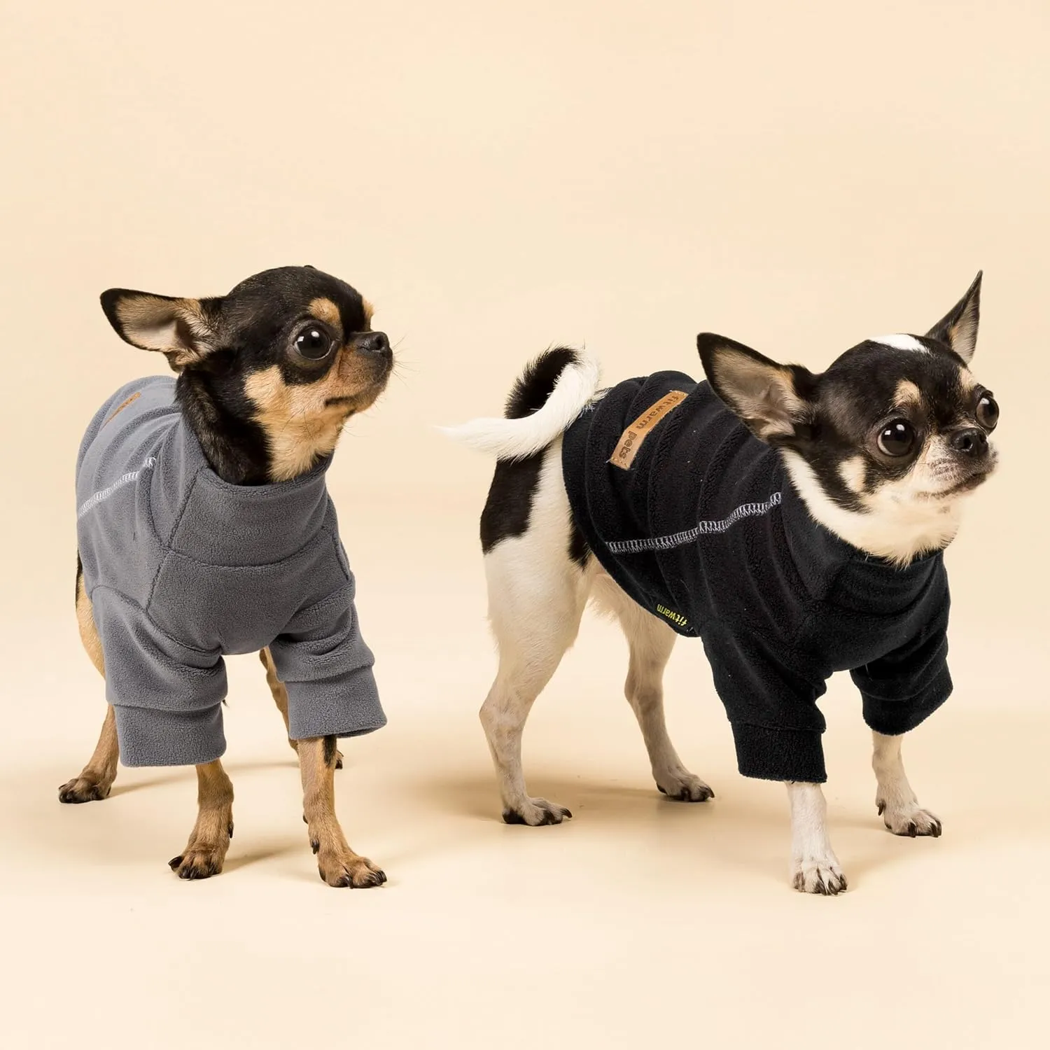 Fitwarm 3 Pack Classic Fleece Turtleneck Sweater, Dog & Cat Apparel - Winter Pullover Jumper for Small Dogs & Cats, Boy & Girl, Black, Grey, White, Small