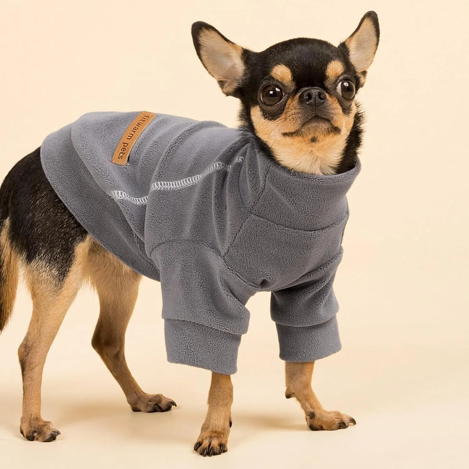 Fitwarm 3 Pack Classic Fleece Turtleneck Sweater, Dog & Cat Apparel - Winter Pullover Jumper for Small Dogs & Cats, Boy & Girl, Black, Grey, White, Small