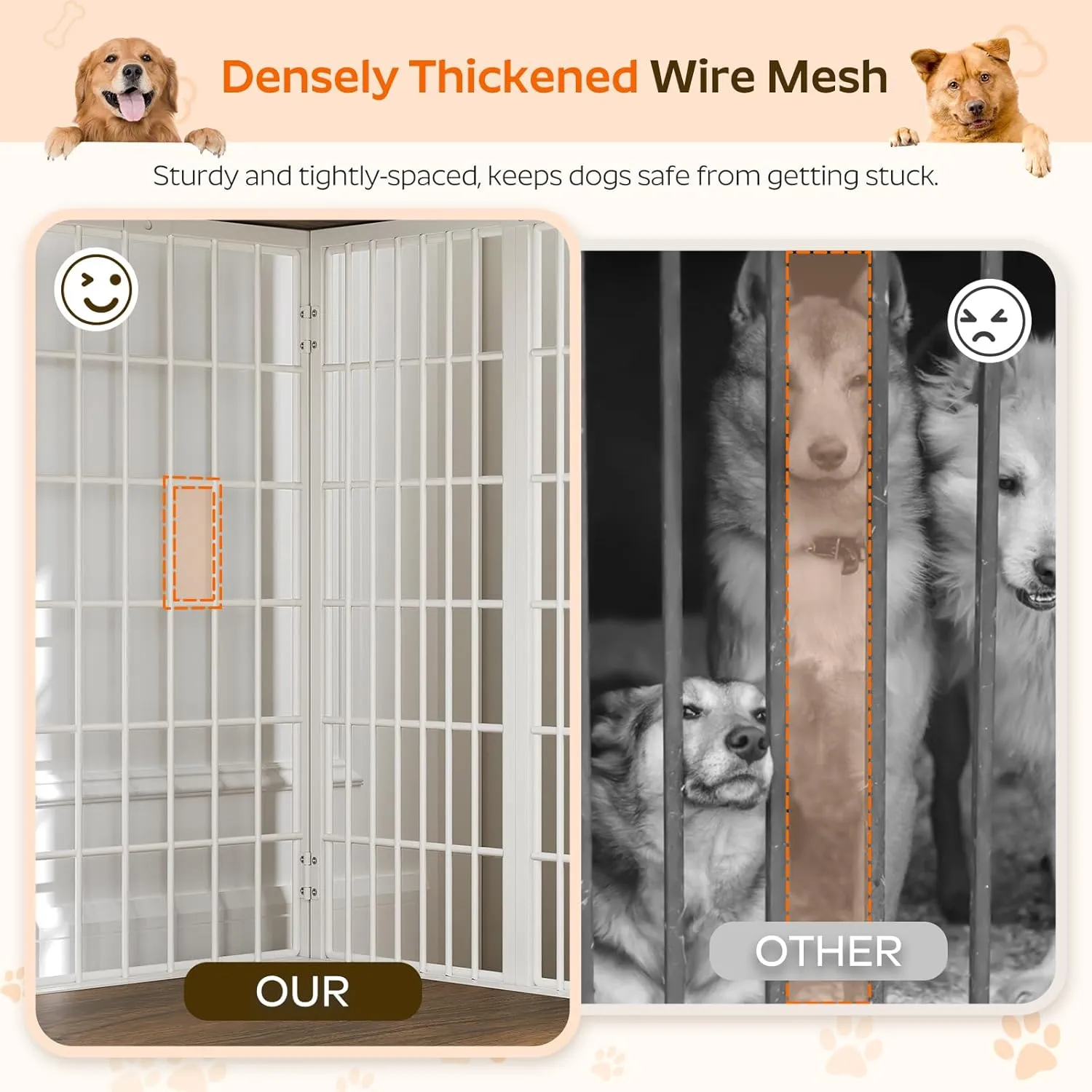 Foldable Dog Crate Furniture, 47.2" Dog Crate with DIY Frame, Heavy Duty Dog Kennel Indoor with Hooks, Wooden Dog Cage End Table, for Small/Medium/Large Dogs, White DC120WH