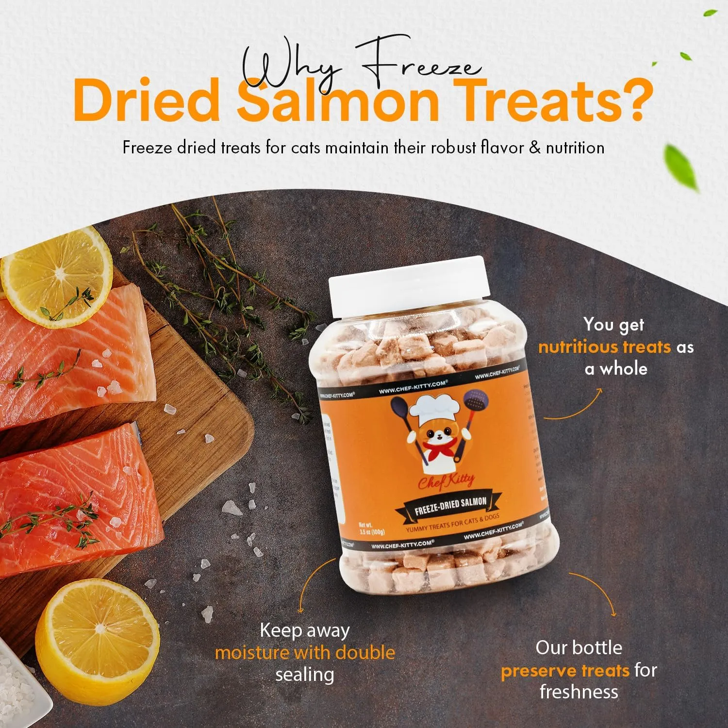 Freeze-Dried Salmon Treats for Cats & Dogs  100% Wild Caught, Single Ingredient, High-Protein, Healthy Snack  No Additives or Preservatives  2.6oz - Inspected & Tested in USA