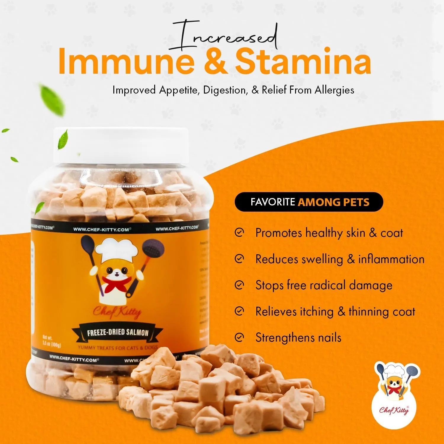 Freeze-Dried Salmon Treats for Cats & Dogs  100% Wild Caught, Single Ingredient, High-Protein, Healthy Snack  No Additives or Preservatives  2.6oz - Inspected & Tested in USA
