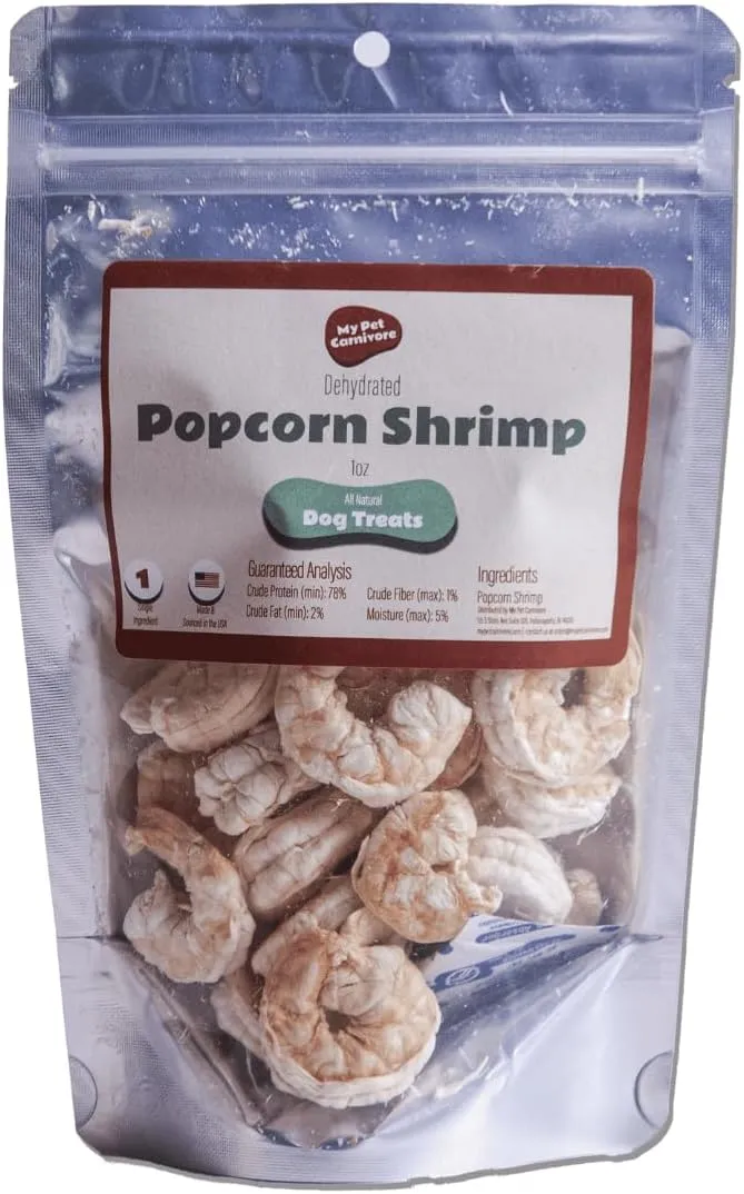 Freeze Dried Shrimp Cat Treats - Single Ingredient Shrimp Treats for Cats 1 oz Popcorn Shrimp Bag