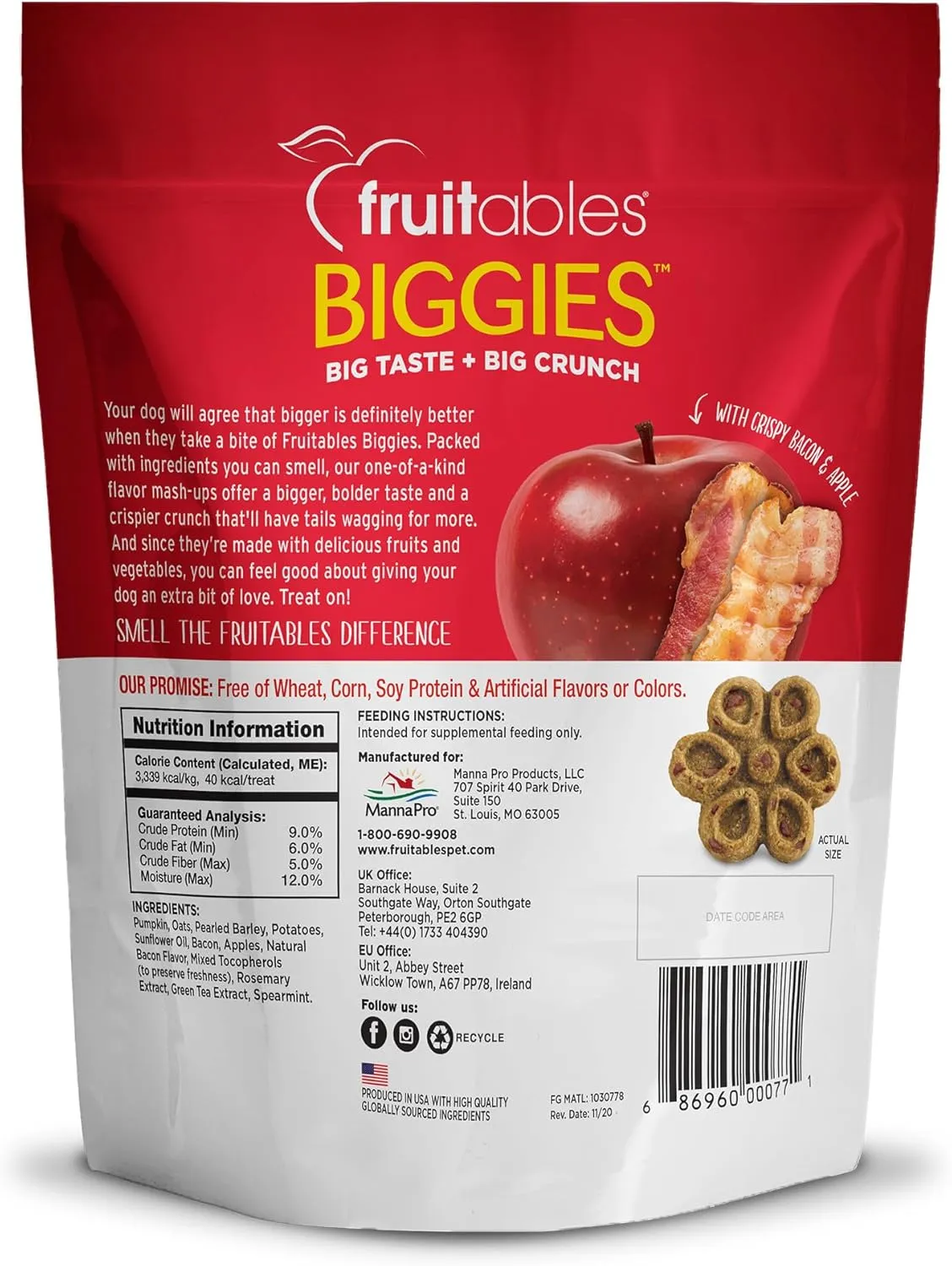 Fruitables Biggies Dog Biscuits Crunchy Dog Biscuits Made with Pumpkin