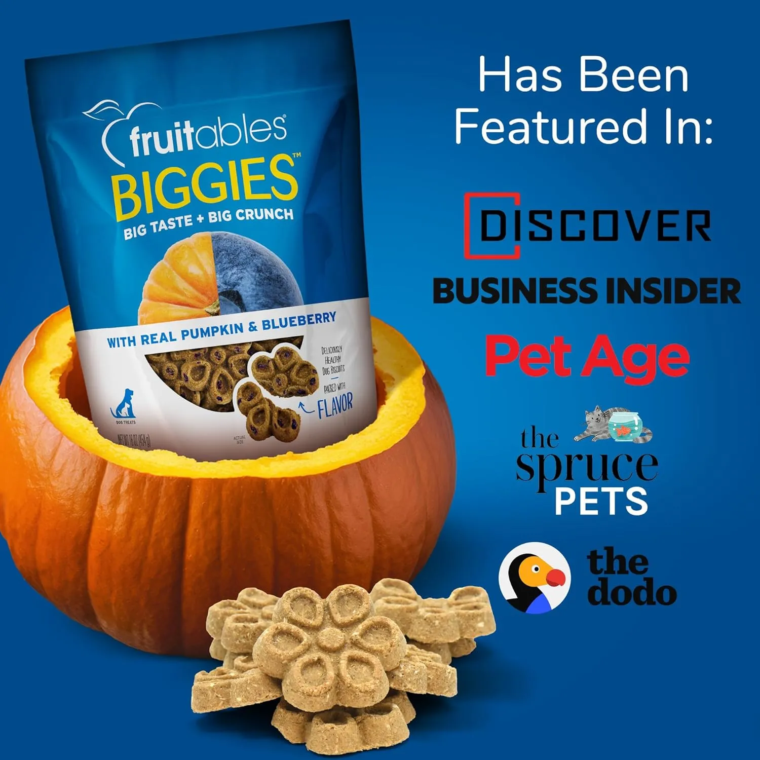 Fruitables Biggies Dog Biscuits Crunchy Dog Biscuits Made with Pumpkin