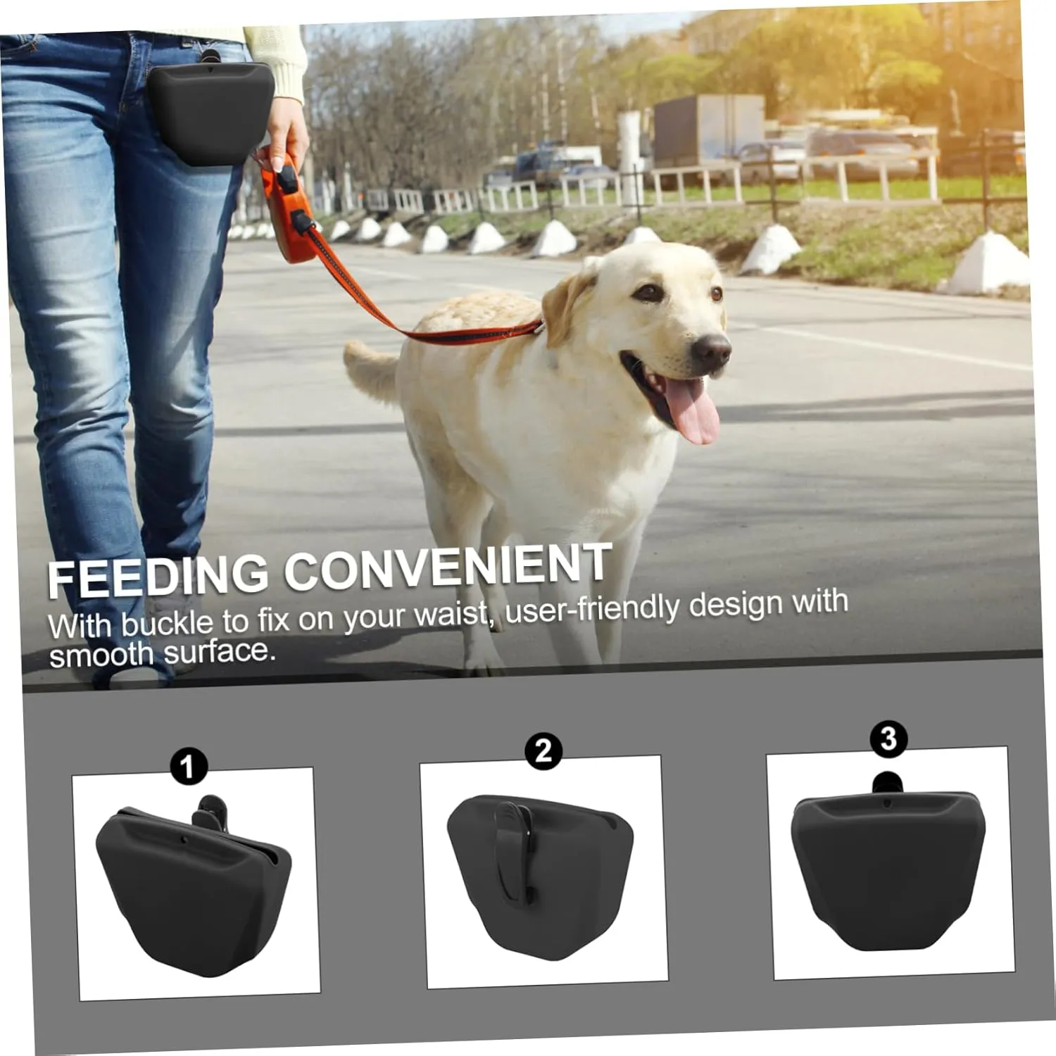 GANAZONO Portable Silicone Dog Treat Bag for Training Lightweight Snack Pouch Multi Functional Pet Food Bag Easy to Clean for Outdoor Use and Obedience Training