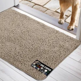 GORILLA GRIP Ultra Absorbent Grippy Doormat for Muddy Dog Paws, 70x24 Machine Washable Soakstopper Rugs Cleaner Floors, Bed Mat for Dirty Dogs, Indoor Entrance Door Rug Pet Bed Mats Beige