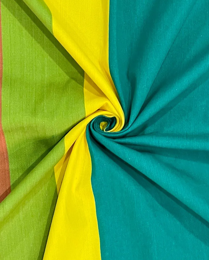 Green Magical Linea Striped Cotton Single Bedsheet With Pillow Cover | 90 x 60 inches