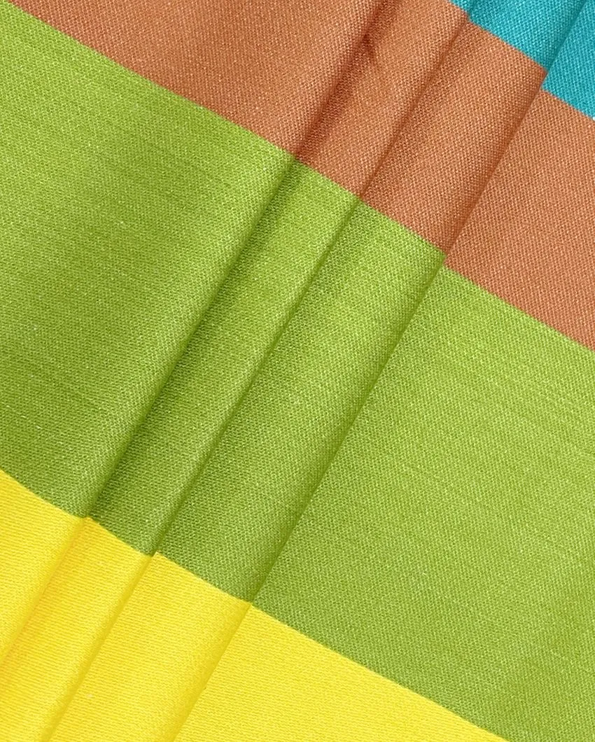 Green Magical Linea Striped Cotton Single Bedsheet With Pillow Cover | 90 x 60 inches