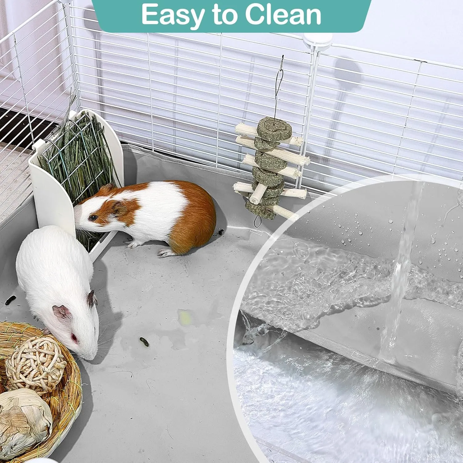 Guinea Pig Cage Liner, Waterproof Liner for Guinea Pigs, Guinea Pig Bedding with Tarp Bottom for C&C Grids, Cage Liners for Guinea Pig, Bunny, Hamster, Rabbit,Not Include Cage,47 * 24 inches