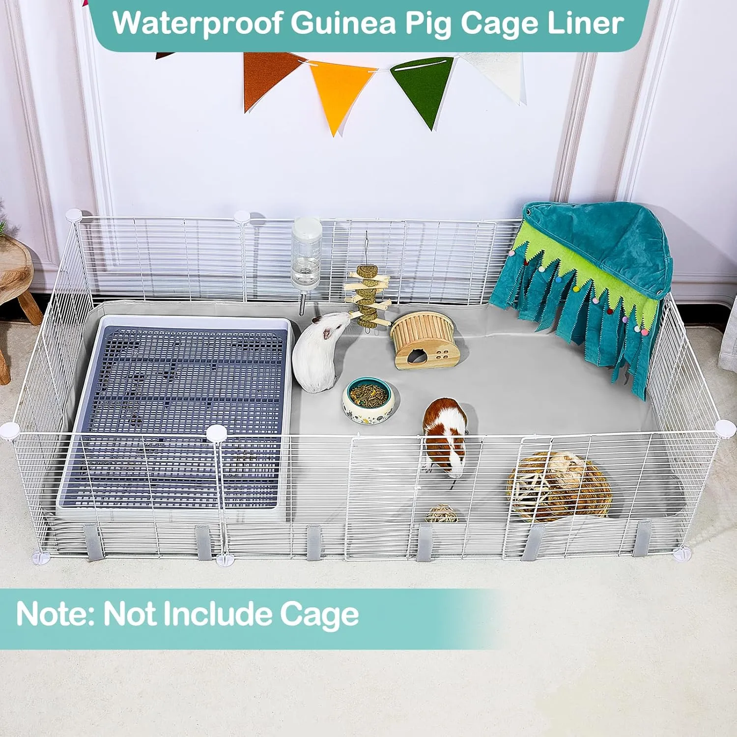 Guinea Pig Cage Liner, Waterproof Liner for Guinea Pigs, Guinea Pig Bedding with Tarp Bottom for C&C Grids, Cage Liners for Guinea Pig, Bunny, Hamster, Rabbit,Not Include Cage,47 * 24 inches