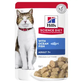 Hills Science Diet Adult 7  Active Longevity Mature Ocean Fish Cat Food Pouches 85g^^^