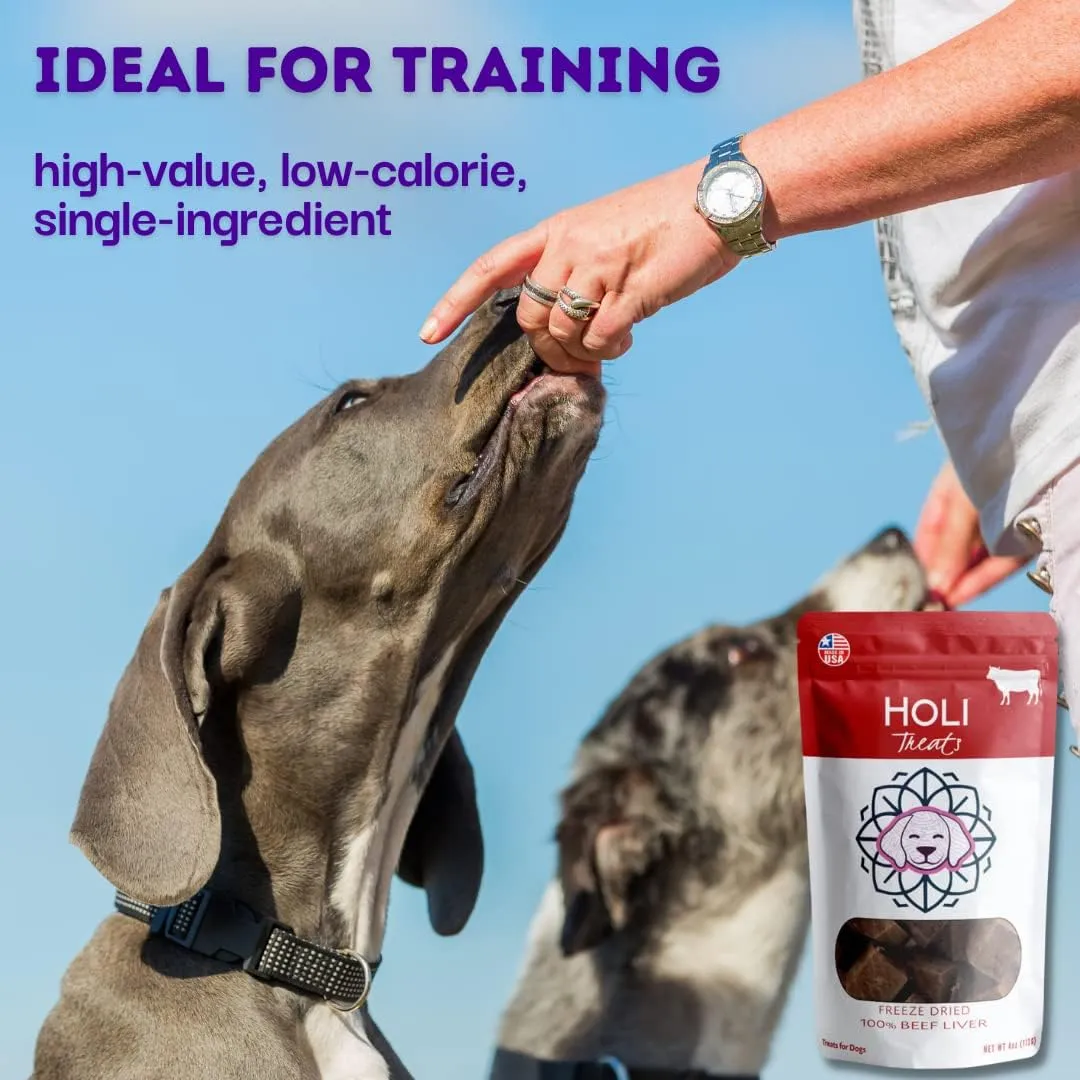 HOLI Freeze Dried Liver Treats for Dogs- All Natural Pasture Raised Healthy Beef Liver, 100% Made in USA - Single Ingredient - Human Grade - Grain Free - Diabetic Friendly