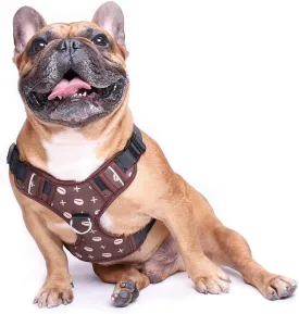 iChoue Dog Vest Harness Soft Padded No Pull Adjustable Reflective for Small Medium Dogs - Coffee Bean S