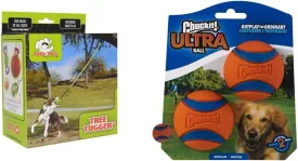 Jolly Pets Tree Tugger,Green & ChuckIt! Ultra Ball, Medium (Pack of 2)