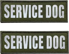 JUJUPUPS 2 Pack Reflective Tactical Dog Patches Service Dog in Training,DO NOT PET, Tags with Hook and Loop Patches for Vests and Harnesses (OD Green, Service Dog)