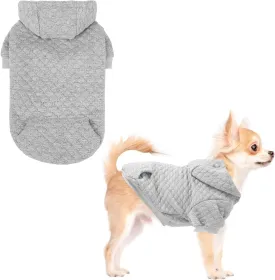 KOOLTAIL Dog Hoodie Pet Clothes Sweater with Hat and Pocket for Small Medium Large Dogs, Warm Soft Dog Cold Weather Coat, Clover Laminated Cotton Hooded Sweatshirt Outfit for Puppy Cats, Grey XXS
