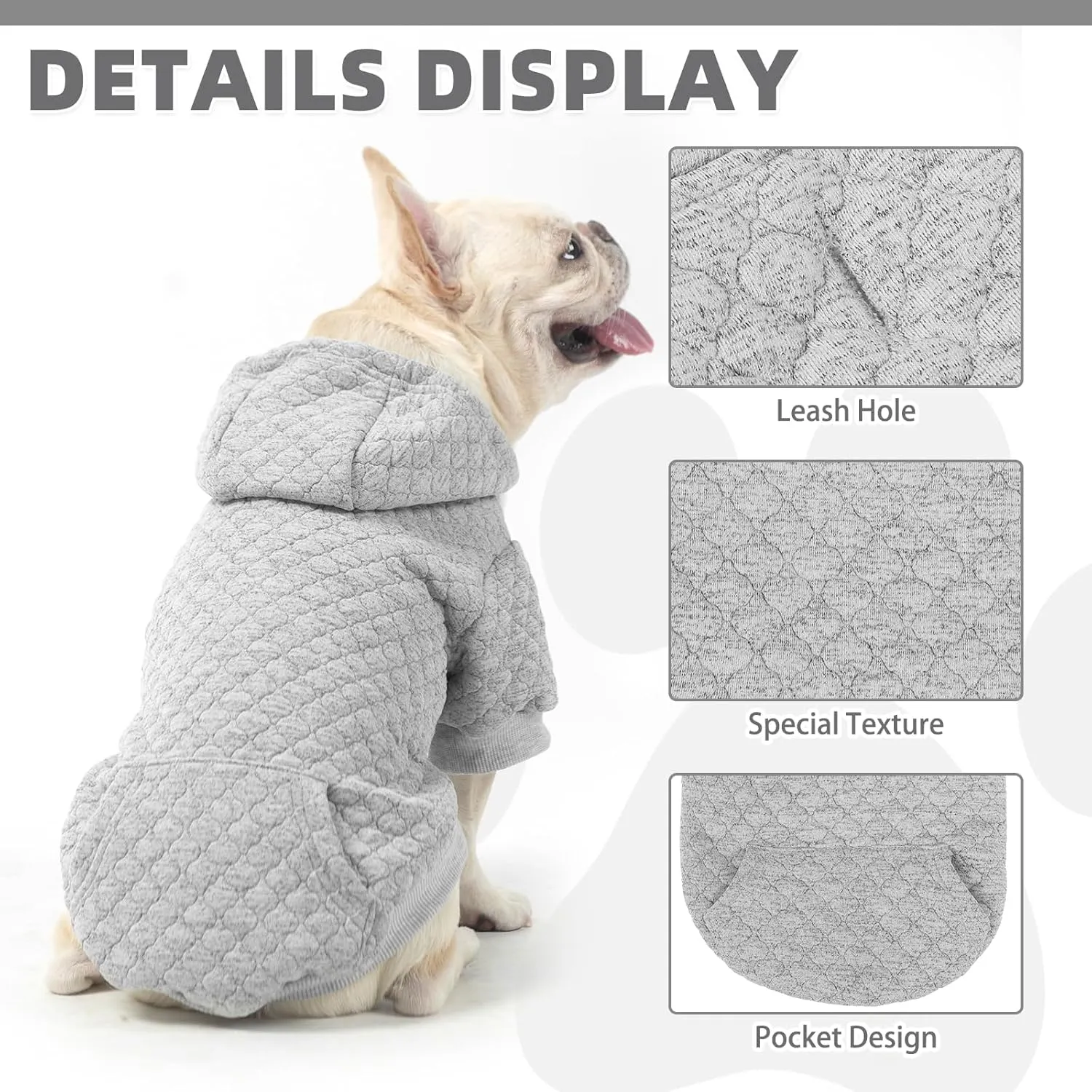 KOOLTAIL Dog Hoodie Pet Clothes Sweater with Hat and Pocket for Small Medium Large Dogs, Warm Soft Dog Cold Weather Coat, Clover Laminated Cotton Hooded Sweatshirt Outfit for Puppy Cats, Grey XXS