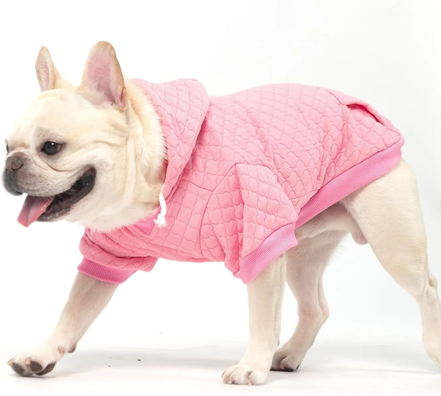 KOOLTAIL Dog Hoodie Pet Clothes Sweater with Hat and Pocket for Small Medium Large Dogs, Warm Soft Dog Cold Weather Coat, Clover Laminated Cotton Hooded Sweatshirt Outfit for Puppy Cats, Pink ML