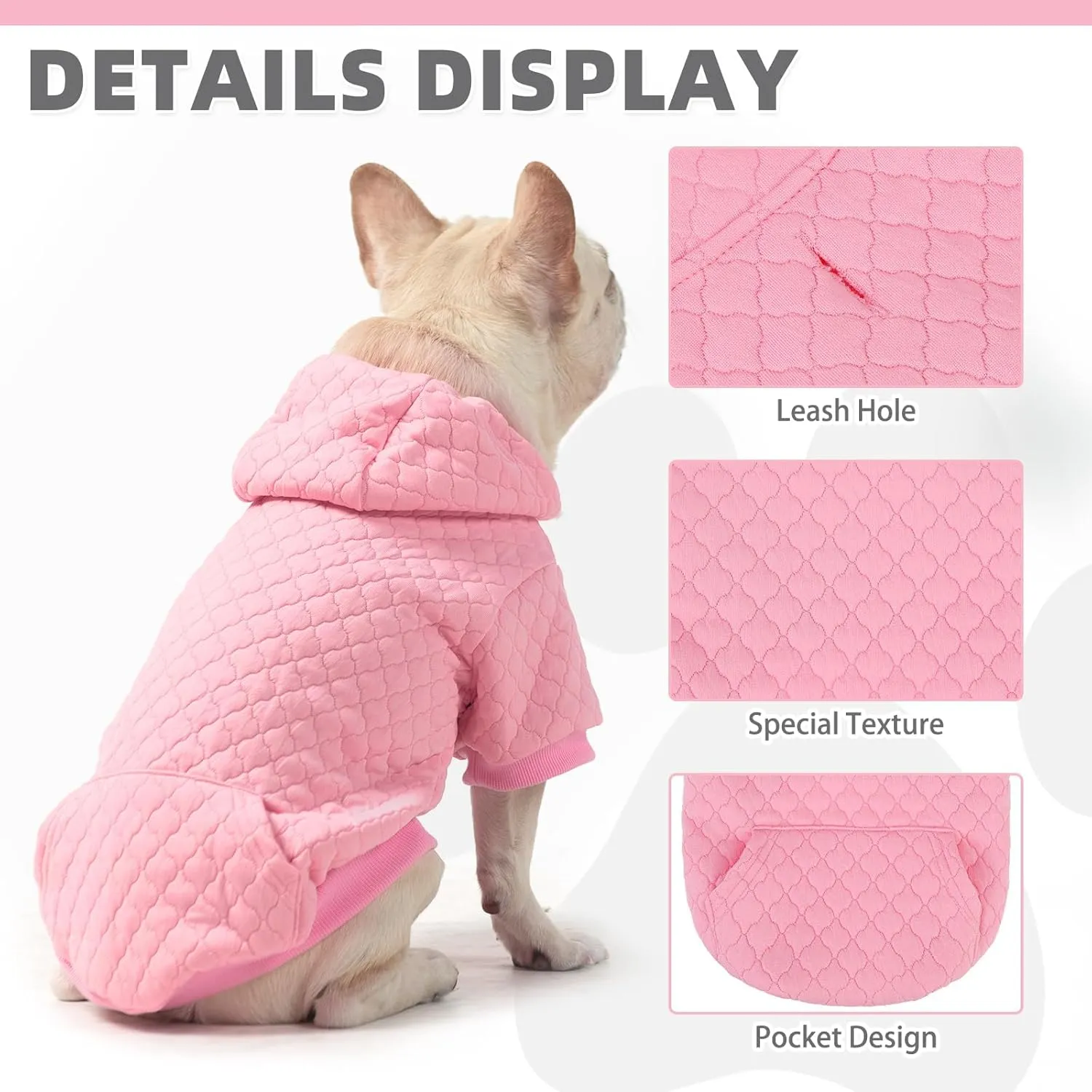 KOOLTAIL Dog Hoodie Pet Clothes Sweater with Hat and Pocket for Small Medium Large Dogs, Warm Soft Dog Cold Weather Coat, Clover Laminated Cotton Hooded Sweatshirt Outfit for Puppy Cats, Pink ML
