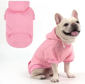 KOOLTAIL Dog Hoodie Pet Clothes Sweater with Hat and Pocket for Small Medium Large Dogs, Warm Soft Dog Cold Weather Coat, Clover Laminated Cotton Hooded Sweatshirt Outfit for Puppy Cats, Pink ML
