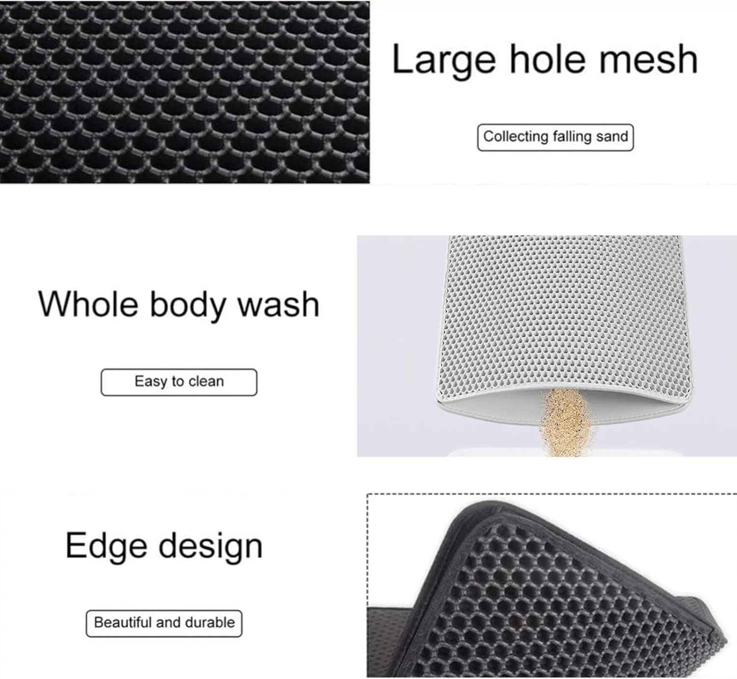 Litter Mat for Litter Box, Honeycomb Double Layer Easy Clean Cat Litter Catcher Less Waste,Soft On Paws,Non-Slip, Cat Litter Trap Mats,Green-L