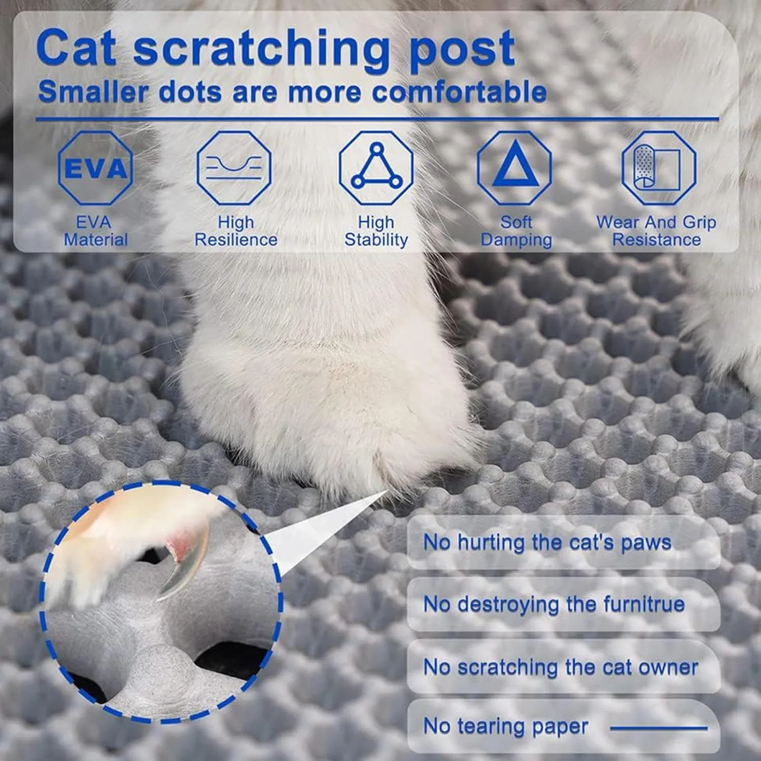 Litter Mat for Litter Box, Honeycomb Double Layer Easy Clean Cat Litter Catcher Less Waste,Soft On Paws,Non-Slip, Cat Litter Trap Mats,Green-L