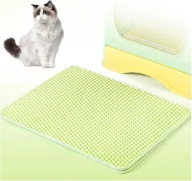 Litter Mat for Litter Box, Honeycomb Double Layer Easy Clean Cat Litter Catcher Less Waste,Soft On Paws,Non-Slip, Cat Litter Trap Mats,Green-L