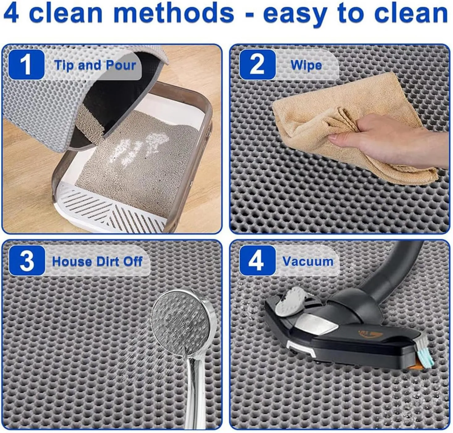Litter Mat for Litter Box, Honeycomb Double Layer Easy Clean Cat Litter Catcher Less Waste,Soft On Paws,Non-Slip, Cat Litter Trap Mats,Green-L