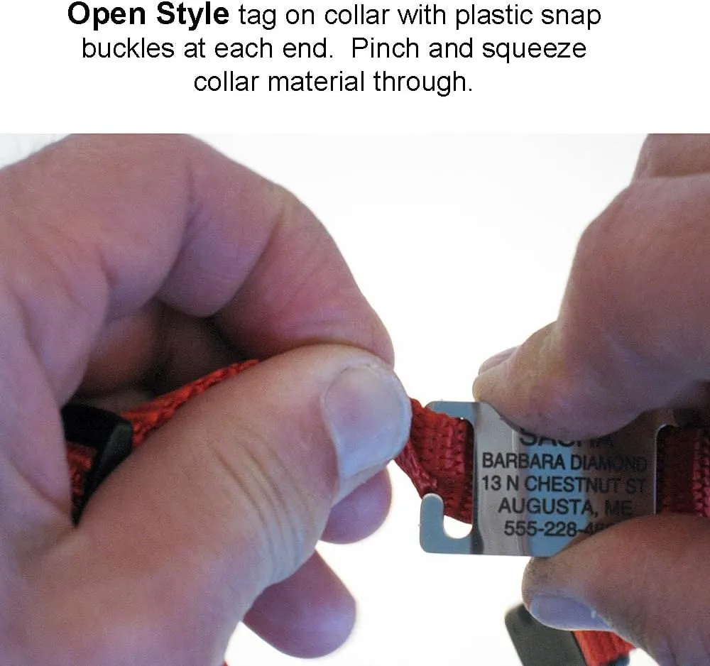 LuckyPet Slide-On Pet ID Tags - Personalized Dog & Cat Tags - Durable Stainless Steel, Noiseless, Large Fits 1 inch Collars, Closed Ends