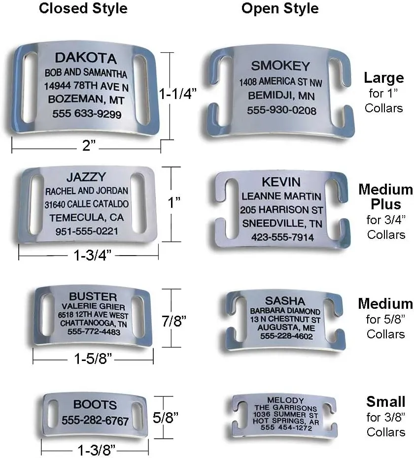 LuckyPet Slide-On Pet ID Tags - Personalized Dog & Cat Tags - Durable Stainless Steel, Noiseless, Large Fits 1 inch Collars, Closed Ends
