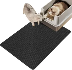 Matace Cat Litter Mat - 2 Pack, 24" x 35" Waterproof, Easy to Clean, Non-Slip Litter Catcher Mat - Black