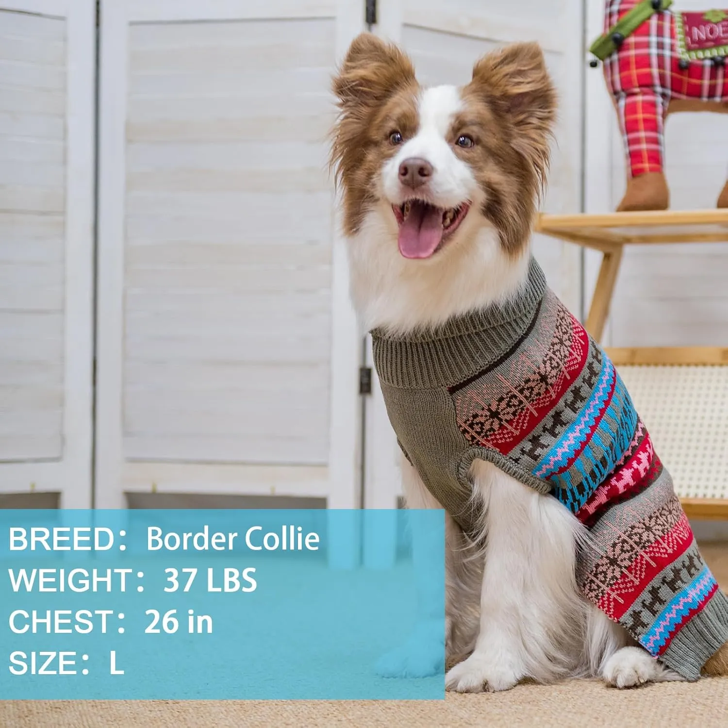 Mihachi Dog Sweater - Winter Coat Apparel Clothes with Colorful Stripes for Cold Weather