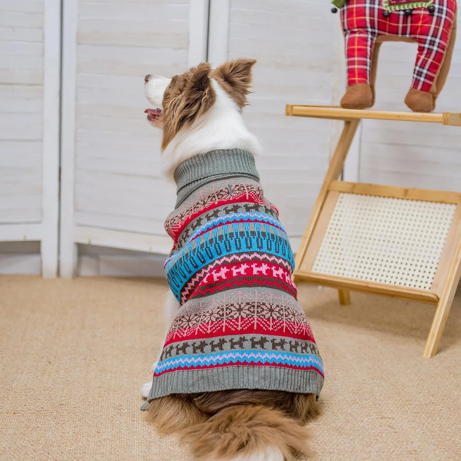 Mihachi Dog Sweater - Winter Coat Apparel Clothes with Colorful Stripes for Cold Weather