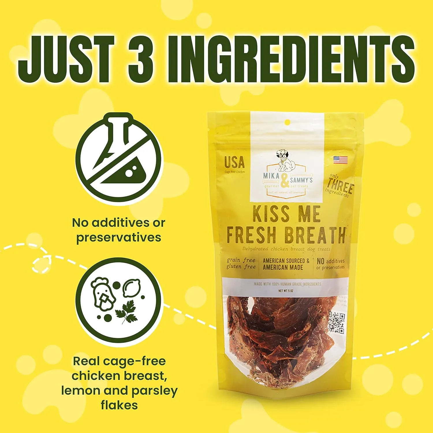 Mika & Sammy's Gourmet Jerky Dog Treats Made in The USA. (Kiss Me Fresh Breath 12 0z)