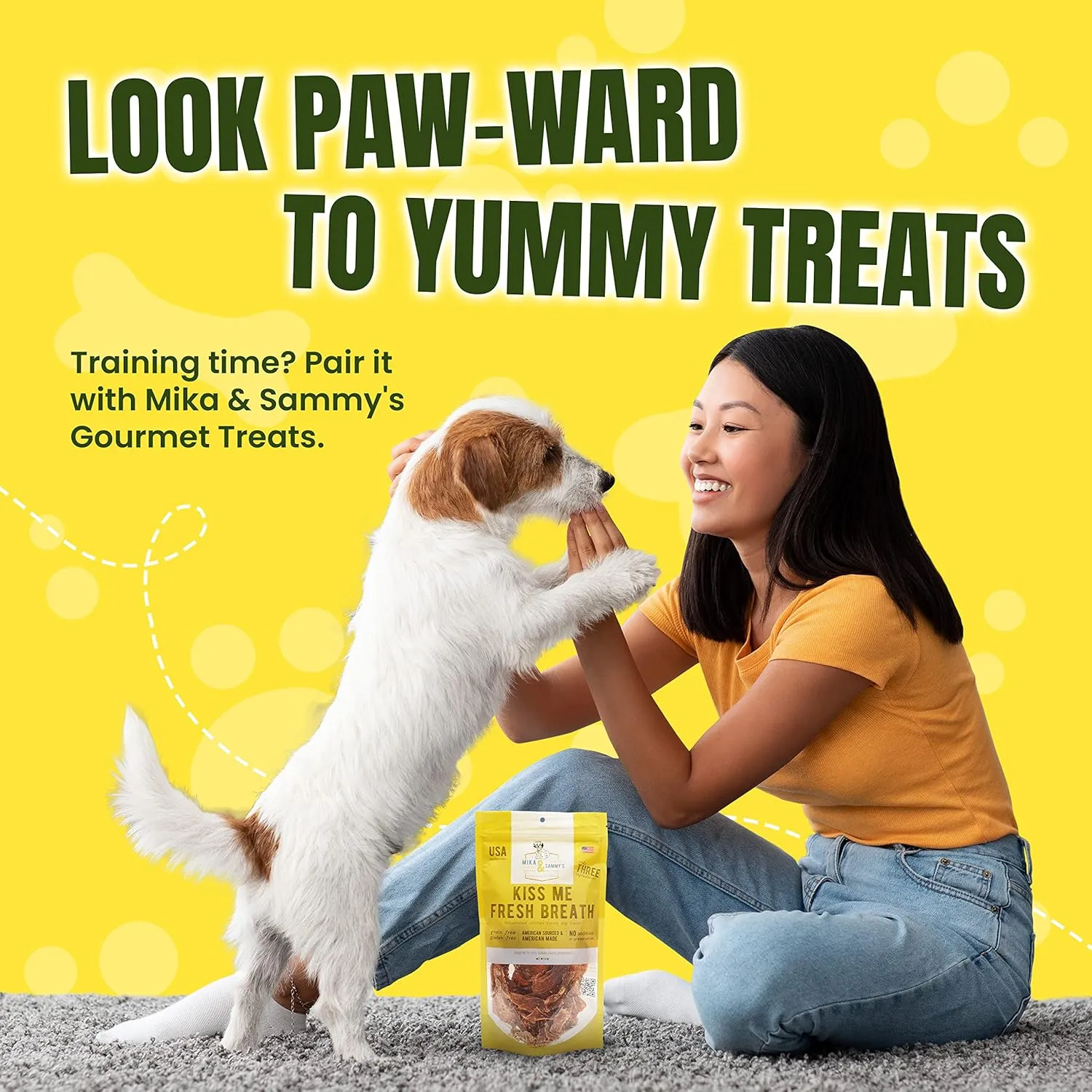 Mika & Sammy's Gourmet Jerky Dog Treats Made in The USA. (Kiss Me Fresh Breath 12 0z)