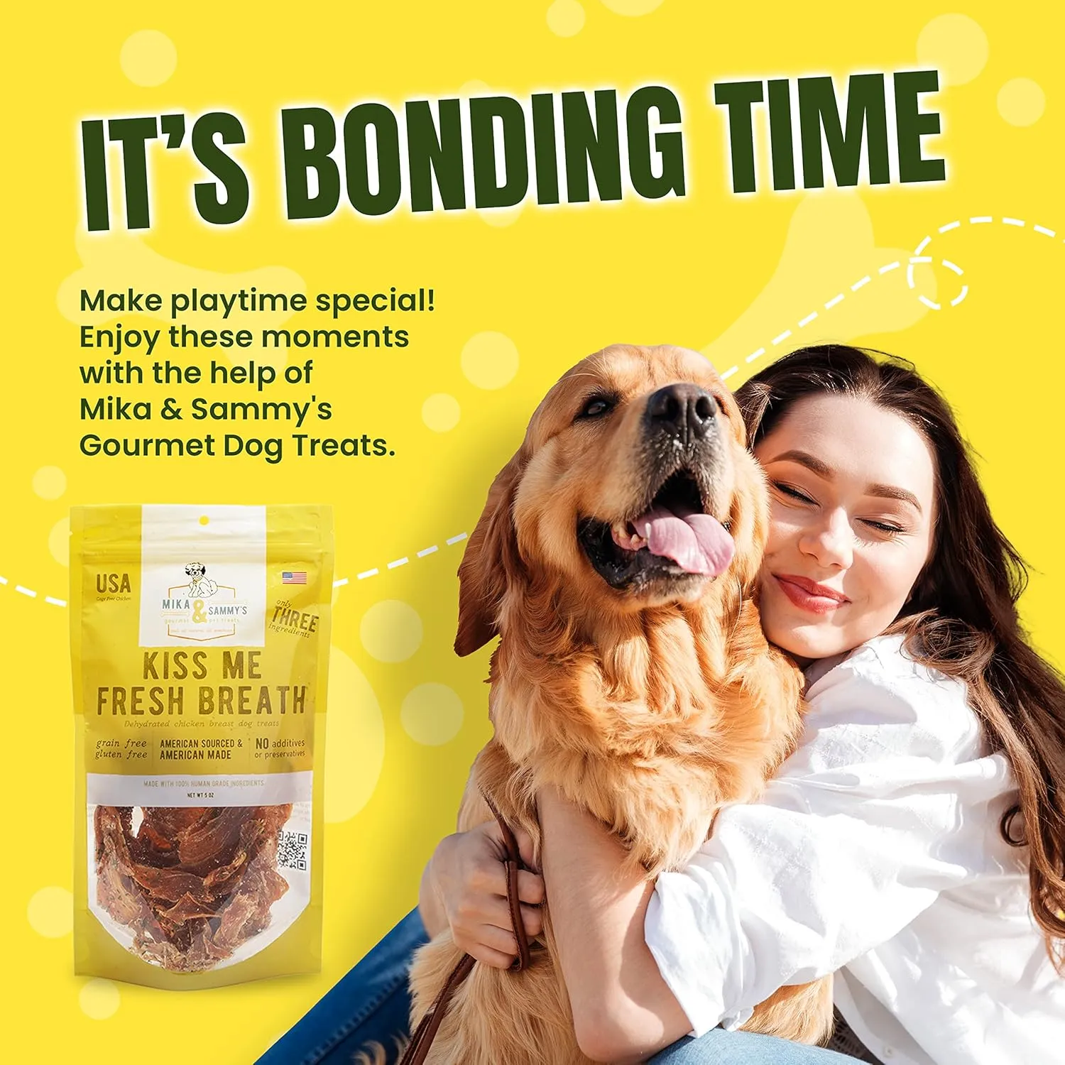 Mika & Sammy's Gourmet Jerky Dog Treats Made in The USA. (Kiss Me Fresh Breath 12 0z)
