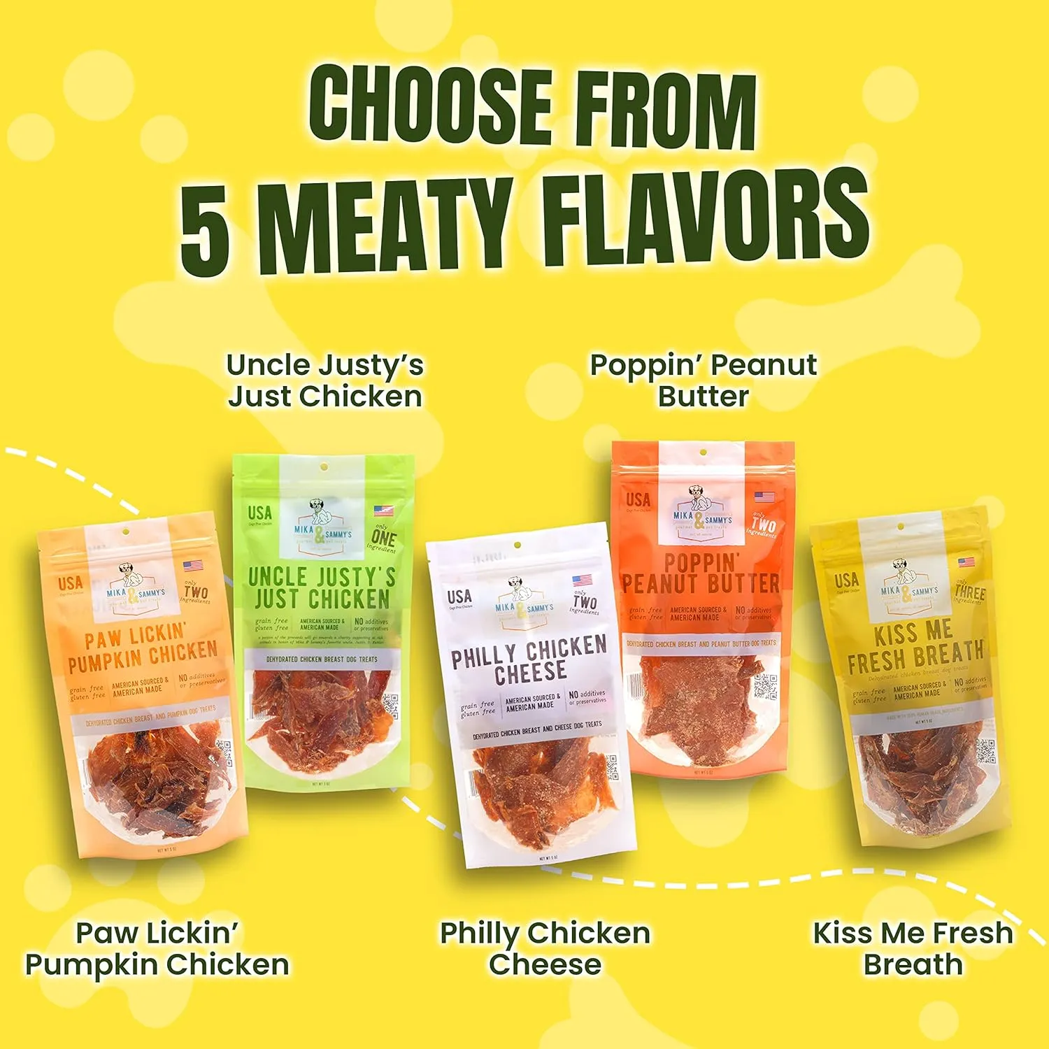 Mika & Sammy's Gourmet Jerky Dog Treats Made in The USA. (Kiss Me Fresh Breath 12 0z)