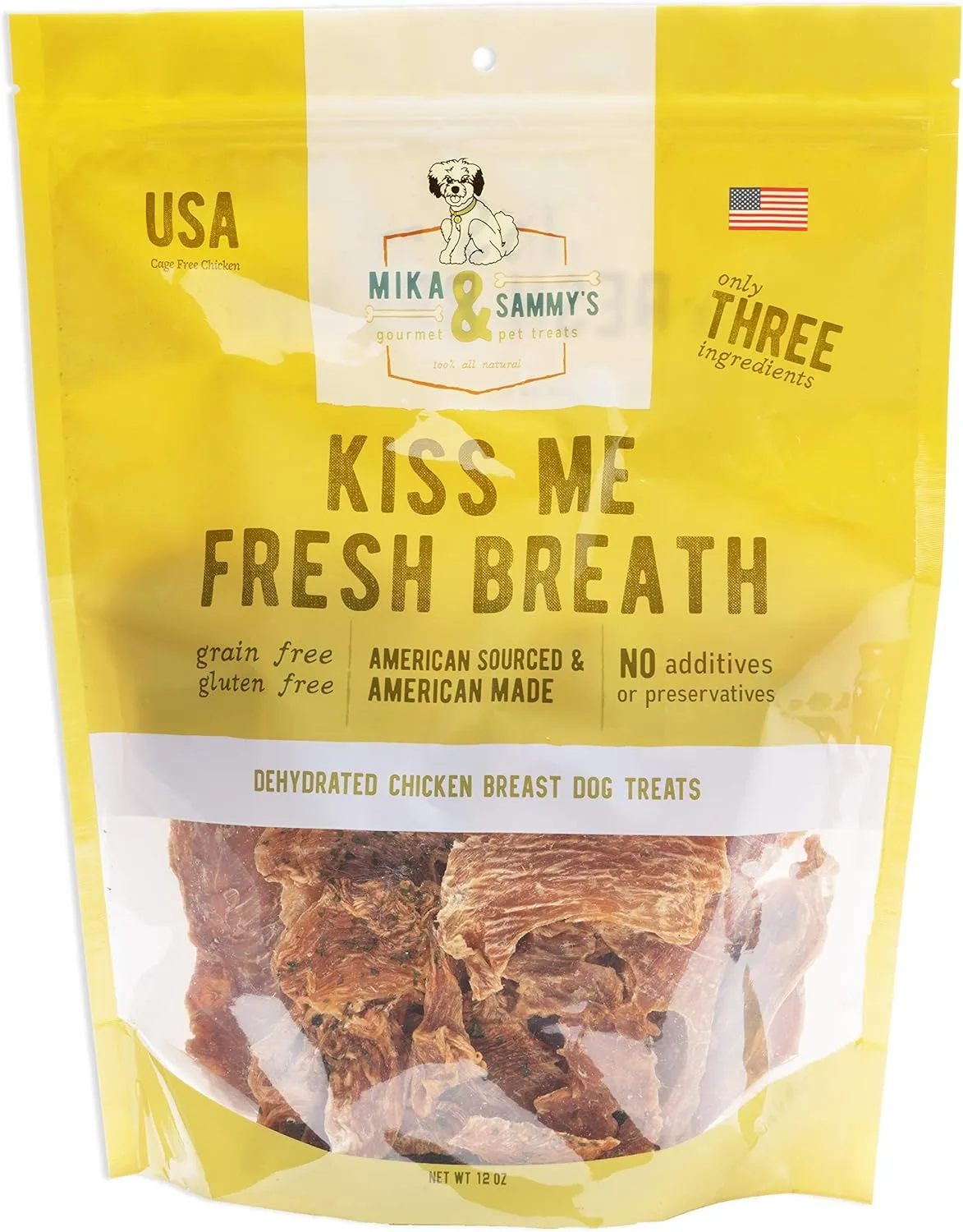 Mika & Sammy's Gourmet Jerky Dog Treats Made in The USA. (Kiss Me Fresh Breath 12 0z)