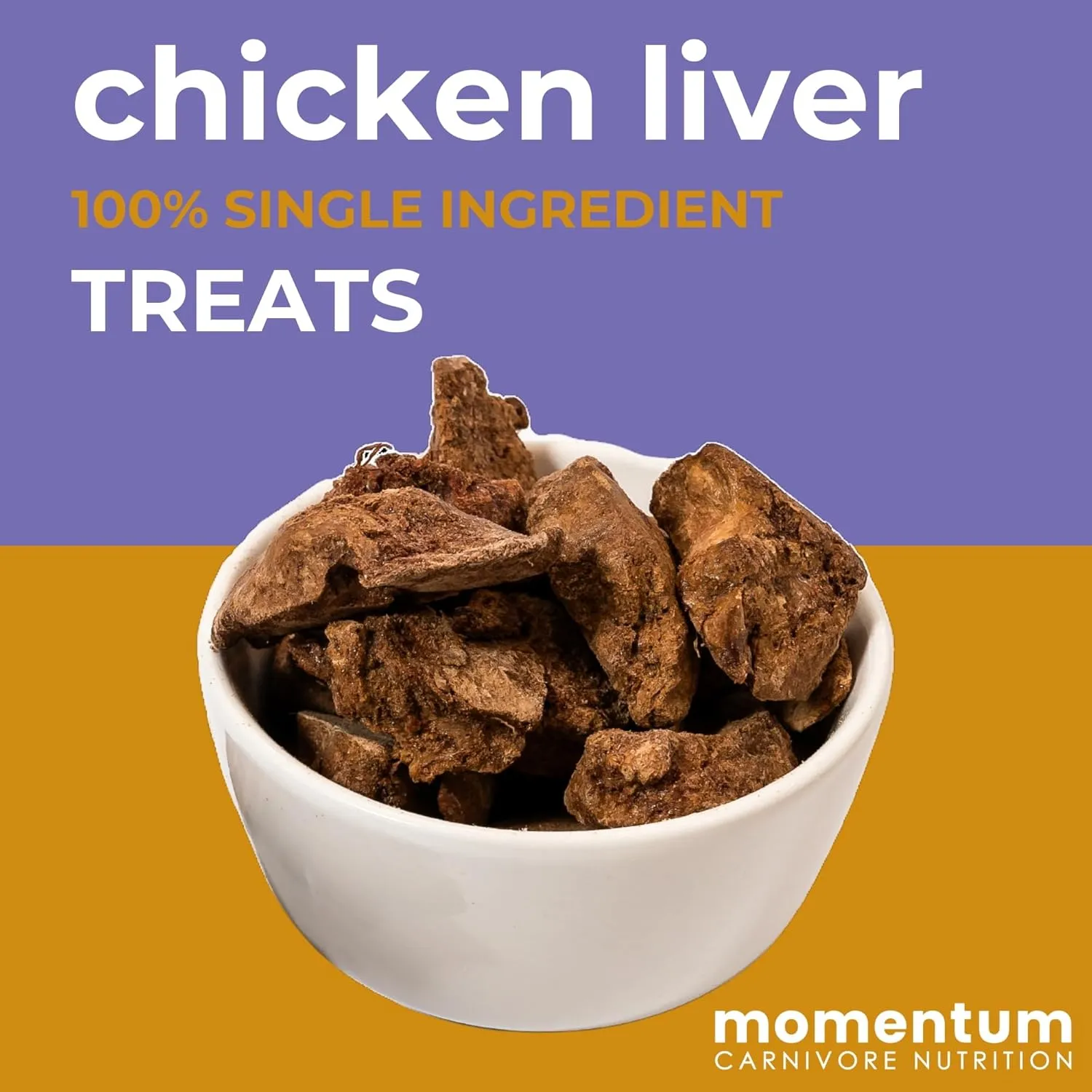 Momentum Carnivore Nutrition Freeze-Dried Chicken Liver Dog Treats  Single-Ingredient, Dog & Cat Treats  High-Protein, Grain-Free 3.5 oz Pack