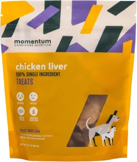 Momentum Carnivore Nutrition Freeze-Dried Chicken Liver Dog Treats  Single-Ingredient, Dog & Cat Treats  High-Protein, Grain-Free 3.5 oz Pack
