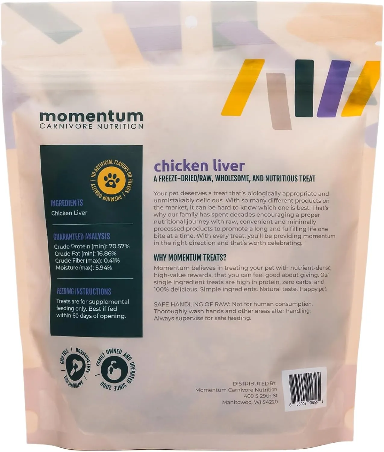 Momentum Carnivore Nutrition Freeze-Dried Chicken Liver Dog Treats  Single-Ingredient, Dog & Cat Treats  High-Protein, Grain-Free 3.5 oz Pack