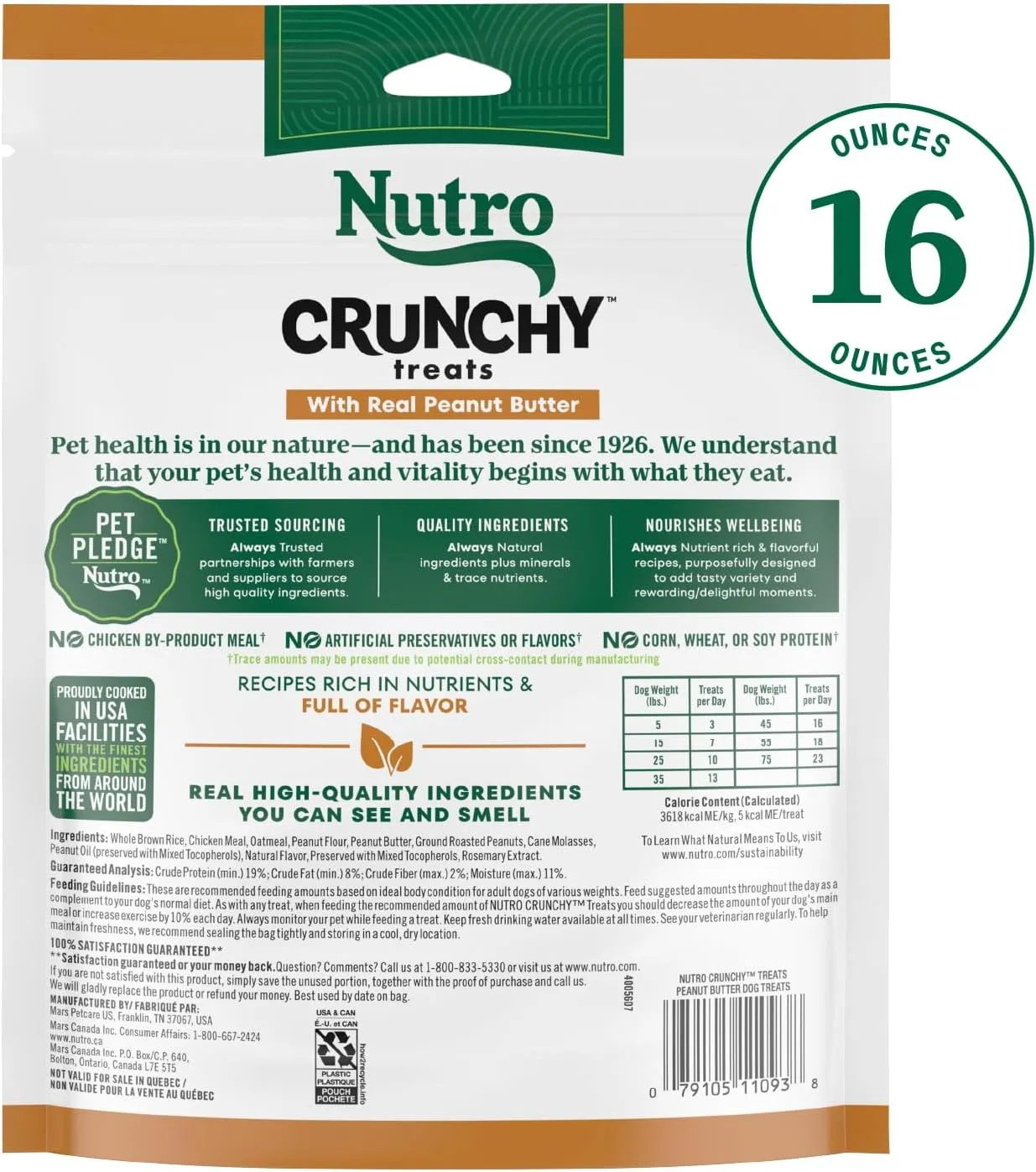 Nutro Crunchy Dog Treats with Real Peanut Butter, 16 oz. Bag