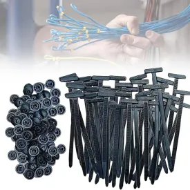 Nylon Universal Cable Tie Buckle, 2025 New Plastic Cable Ties Tool Fasteners Car Body UV Resistant Black Zipties, Upgrade Heavy Duty Self Locking Zip Ties Holder 20/50/100 Pcs (100, Black)