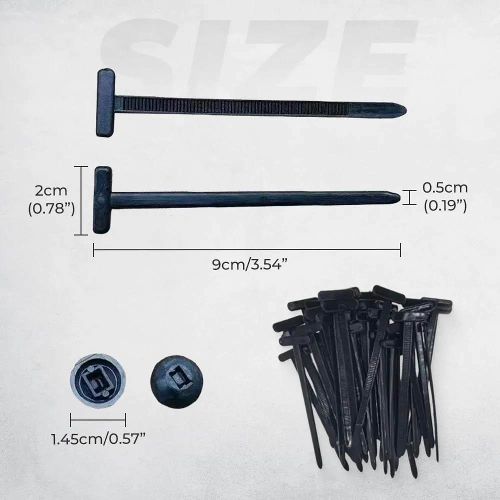 Nylon Universal Cable Tie Buckle, 2025 New Plastic Cable Ties Tool Fasteners Car Body UV Resistant Black Zipties, Upgrade Heavy Duty Self Locking Zip Ties Holder 20/50/100 Pcs (100, Black)