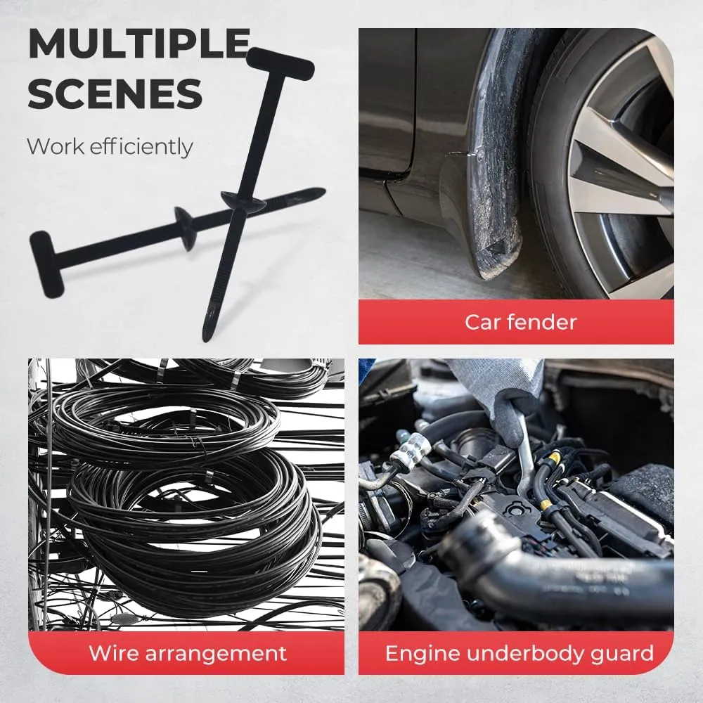 Nylon Universal Cable Tie Buckle, 2025 New Plastic Cable Ties Tool Fasteners Car Body UV Resistant Black Zipties, Upgrade Heavy Duty Self Locking Zip Ties Holder 20/50/100 Pcs (100, Black)