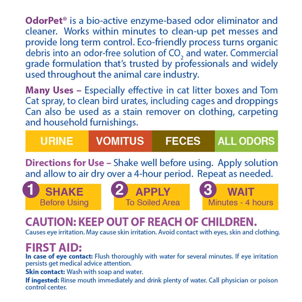 OdorPet Carpet and Floor Stain Remover with Sprayer, 16 oz