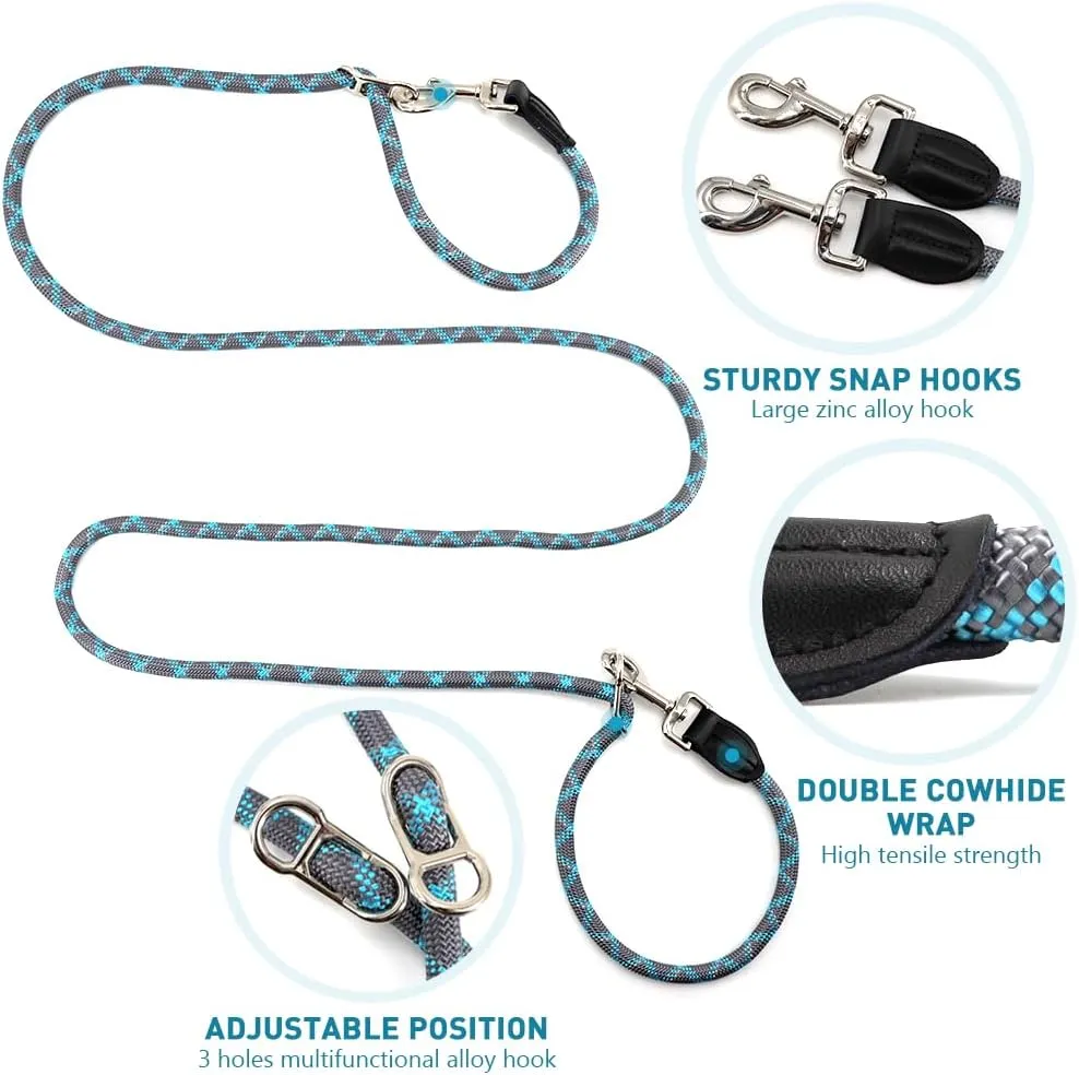 Pawstrip Hands Free Dog Leash - Multifunctional Reflective Waist Leash for Running, Walking, Training - Adjustable Crossbody Nylon Double Leashes for Small Medium Large Dogs (Gray)