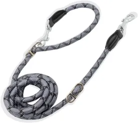 Pawstrip Hands Free Dog Leash - Multifunctional Reflective Waist Leash for Running, Walking, Training - Adjustable Crossbody Nylon Double Leashes for Small Medium Large Dogs (Gray)